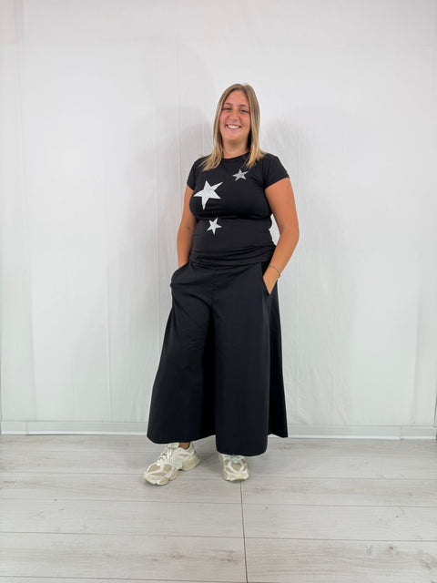 T-Shirt Stars Nero-Argento