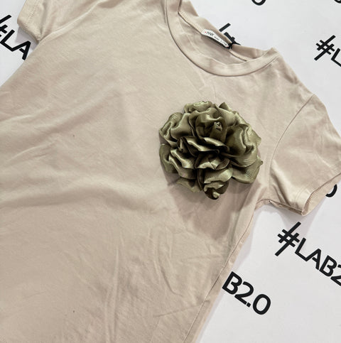 T-shirt Fiore Beige-Verde