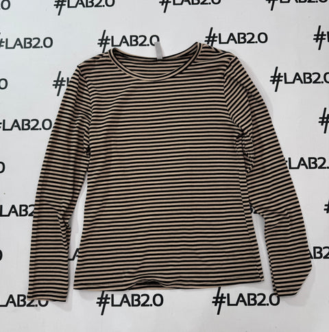 Maglietta Righe Nero-Beige