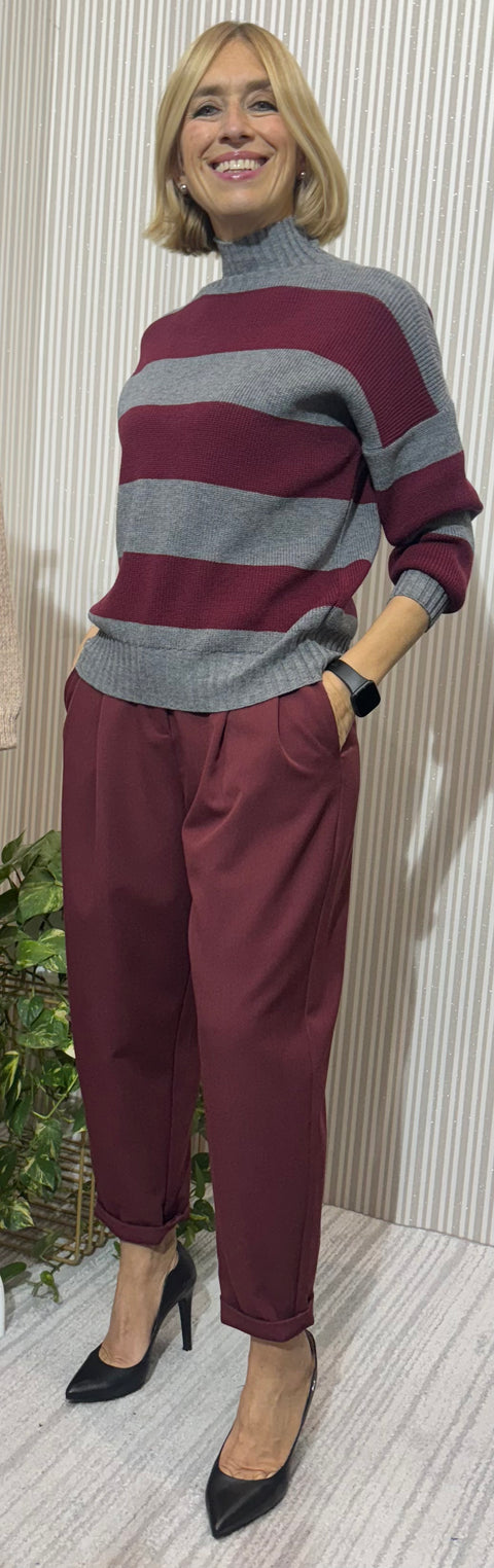 Maglione Stripes Bordeaux