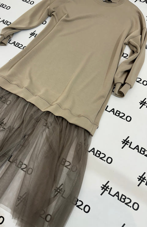 Abito Tulle Tortora