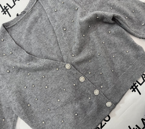 Cardigan Botton Jewels Grigio