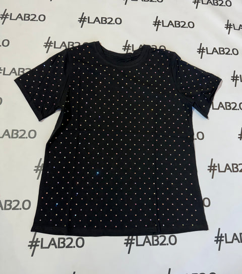 T-shirt Strass Nera