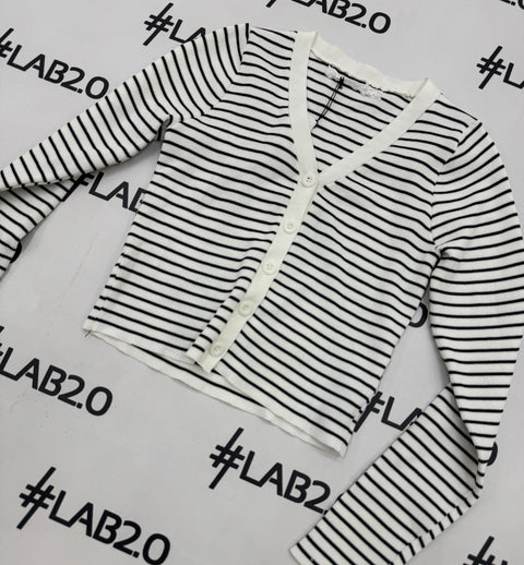 Cardigan Righe Bianco