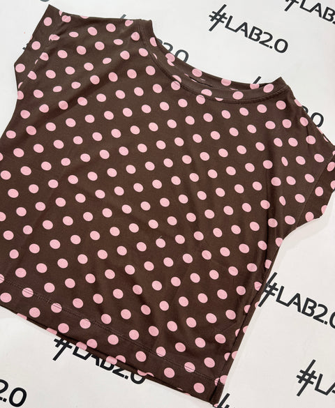T-shirt Pois Marrone Rosa