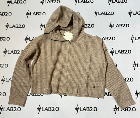 Cardigan zip cappuccio