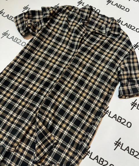 Maxi Camicia Quadretti Nero/Camel