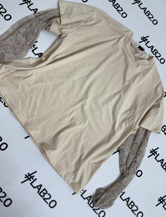 T-shirt Maniche pizzo Beige