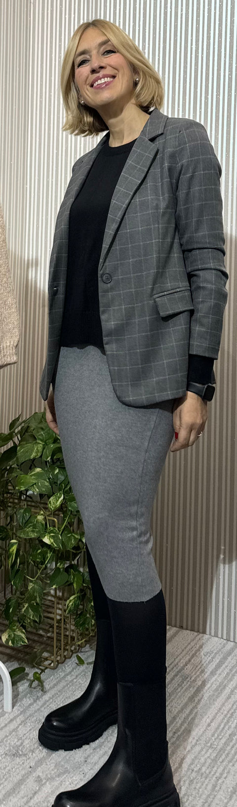 Blazer Quadro Grigia