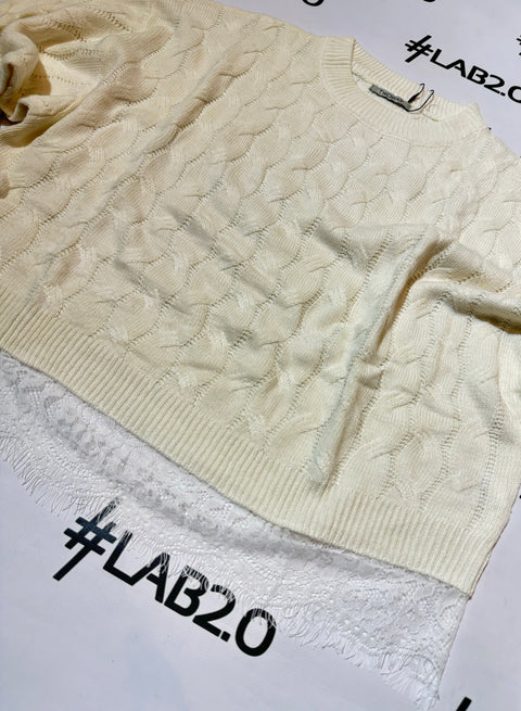 Maglioncino Trecce Panna