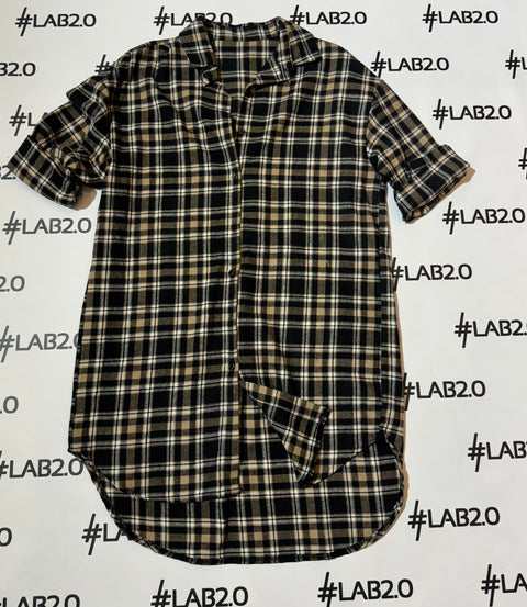 Maxi Camicia Quadretti Nero/Camel