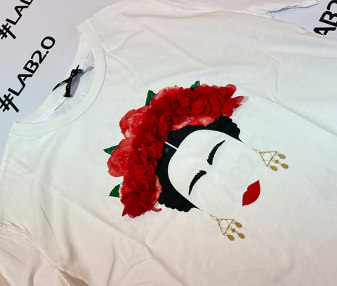 T-Shirt Frida Fiori Bianca