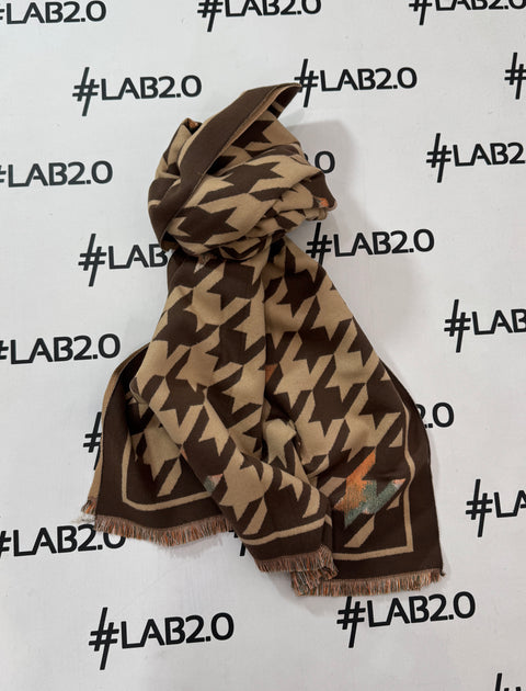 Sciarpa Pied de Poule Marrone