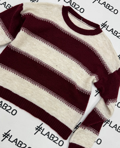 Maglione Righe Bordeaux