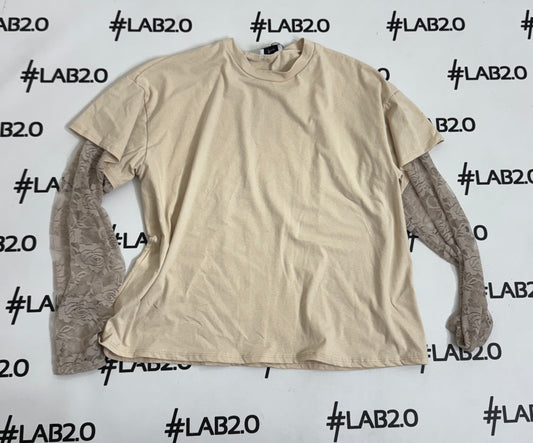 T-shirt Maniche pizzo Beige