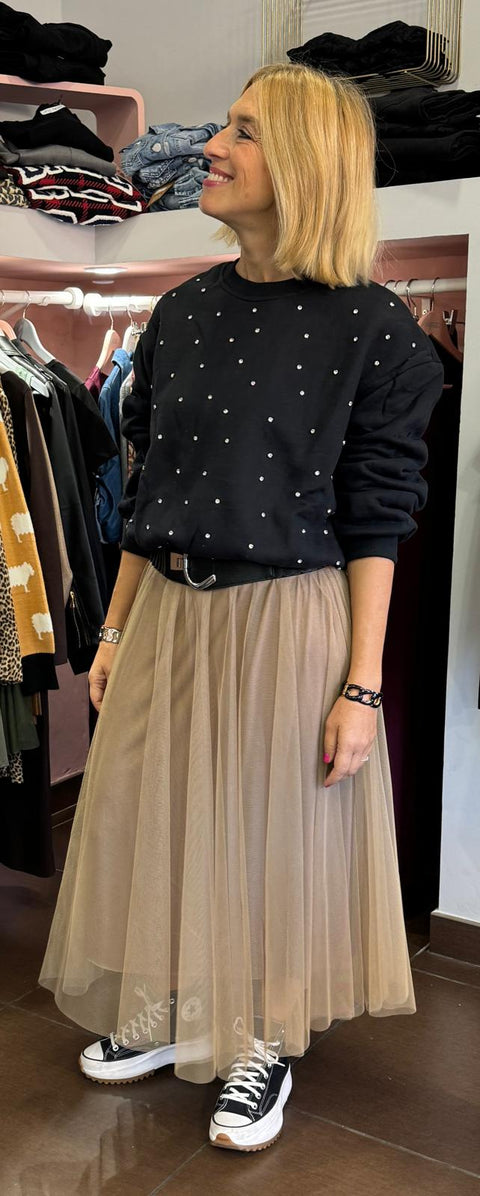 Felpa Elastico Shine Nero