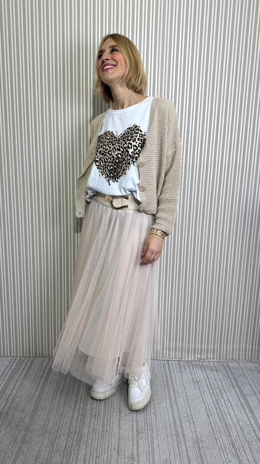 Gonna tulle Beige Curvy