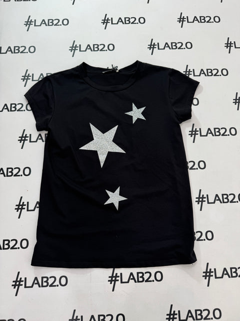 T-Shirt Stars Nero-Argento