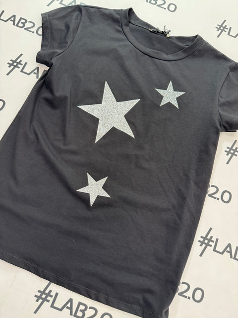 T-Shirt Stars Nero-Argento