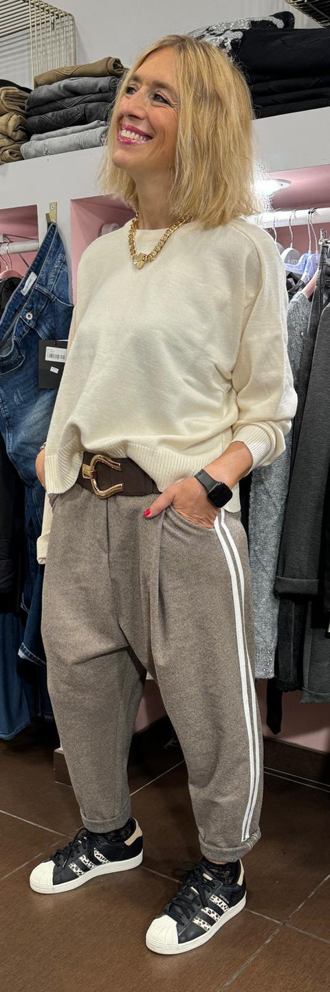 Pantalone Liberty Spinato Marrone