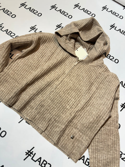 Cardigan zip cappuccio