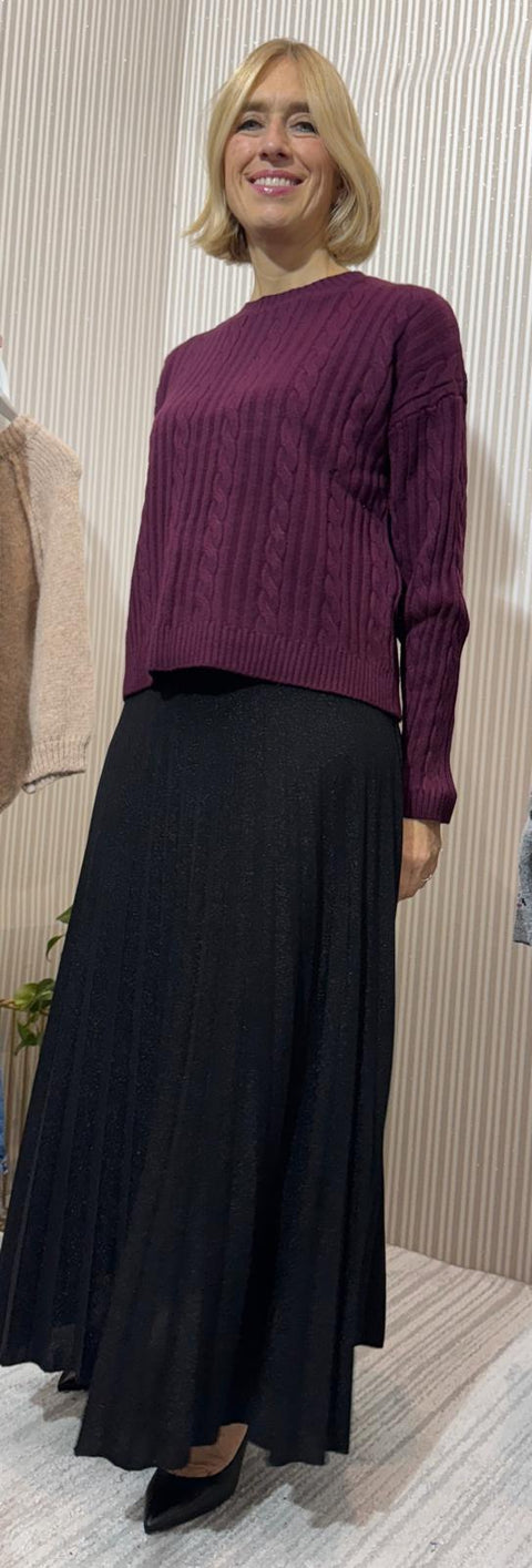 Maglione Trecce Bordeaux