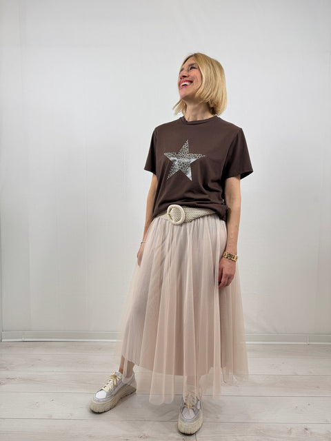Gonna tulle Beige